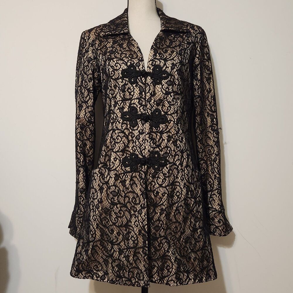 Vintage 90S Y2K IQ Paris Lace Overlay Jacket Whimsigoth Witchy Goth Steampunk